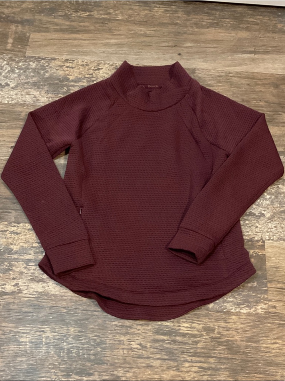 Bench Burgundy Waffle Mock Neck Sweatshirt